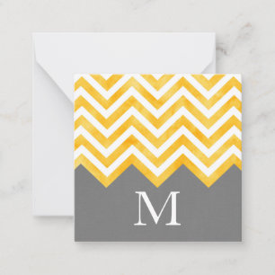 Golden Gult Grått Chevron Färg Block Anteckningskort