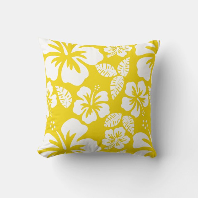 Golden Gult Hawaiian Tropical Hibiscus Kudde (Framsida)