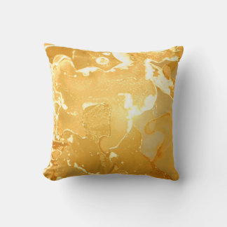 Golden Gult Marble Bläck Mönster Kudde