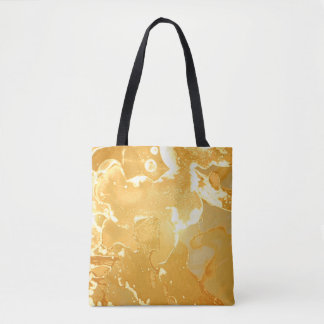 Golden Gult Marble Bläck Mönster Tygkasse