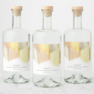 Golden Gult Modern Fringe Bachelorette Party Spritflaskor Etikett