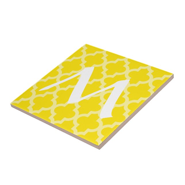 Golden Gult Moroccan Moods Quatrefoil w/ Initial Kakelplatta (Sidan)