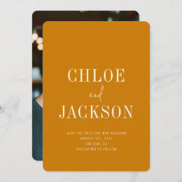 Golden Gult Mustard Modern Modern Foto Bröllop Spara Datumet