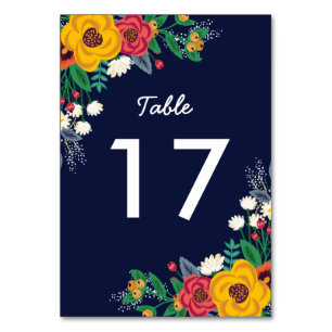 Golden Gult Navy Blue Bohemian Bouquet Bordsnummer