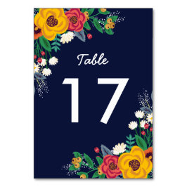 Golden Gult Navy Blue Bohemian Bouquet Bordsnummer
