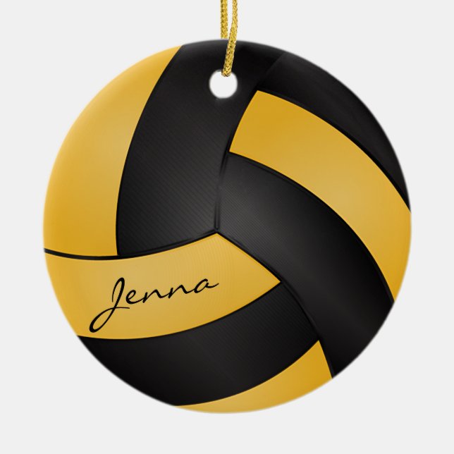 Golden Gult och Black Volleyball | DIY NAMN Julgransprydnad Keramik (Framsidan)