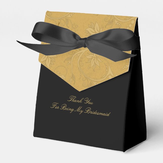 Golden Gult och Black Wedding Favor Box Presentaskar (Framsidan Sidan)