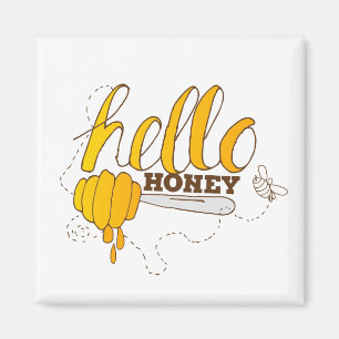 Golden Gult och Brown Hej Honung Magnet