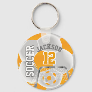 Golden Gult och White Ocer ⚽ Boll Sport Nyckelring