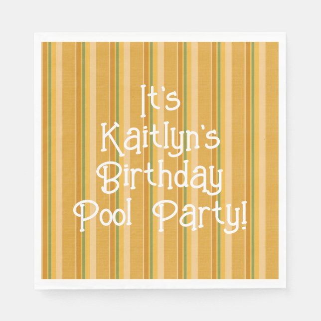 Golden Gult Orange Grönt Rust Rand Pappersservett (Framsidan)