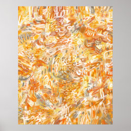 Golden Gult Orange Warm Brushstrokes Abstrakt Poster