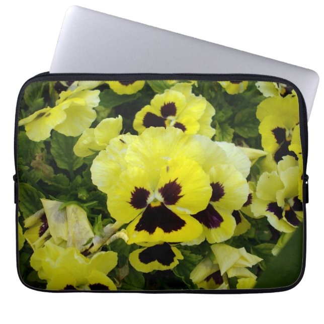 Golden Gult Pansies Laptop Sleeve (Framsidan)