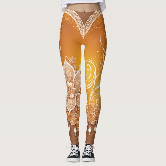 Golden Gult Pearls AI art Leggings (Framsida)