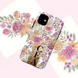 Golden Gult Rosa Blommigt Watercolor Monogram<br><div class="desc">Denna elegant och konstform är perfekt för en klassad och sofistikerad kvinna. Den har handmålad gyllene gult, sage grönt, kastanjabunt och rosa blommor och löv mönster ovanpå en vit bakgrund. Det är modernt, land, sött, originellt och sött. perfekten är designad för den giriga flickan. Stilisera med denna unika och unika...</div>