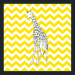 Golden Gult Safari Chevron med pop Art Giraffe Poster<br><div class="desc">Modet Chevron mönster i Emporio Moffas safari Moods färg palett,  med popkonsgiraffe på ena sidan.</div>