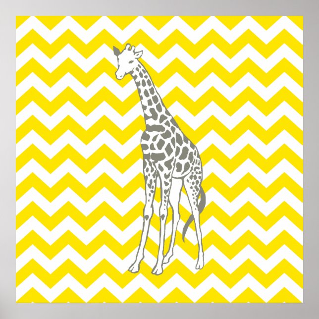 Golden Gult Safari Chevron med pop Art Giraffe Poster (Framsidan)