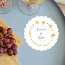 Golden Gult Simple Hjärtkrans Bröllop Underlägg Papper