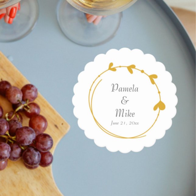 Golden Gult Simple Hjärtkrans Bröllop Underlägg Papper (In Situ Wedding)