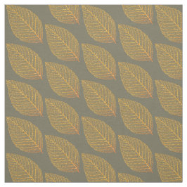 Golden Gult Skeleton Löv Mönster över Grönt Tyg