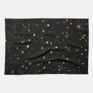 Golden Gult Stars Black Night Himlar Kökshandduk