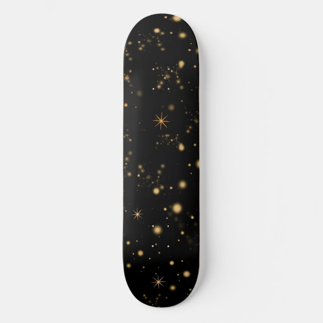 Golden Gult Stars Black Night Himlar Mini Skateboard Bräda 18,5 Cm (Framsida)