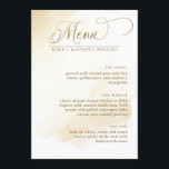 Golden Gult Watercolor Elegant bröllop Menu Meny<br><div class="desc">Menykort i elegant bröllop med delikat vattenfärg i gyllene gulter tvättar och vackra, handskrivna calligrafidetaljer och blocktypografi. Elegant, rent och enkelt klassligt lukt. Möjlighet att lägga till egna menydetaljer. Om det behövs kan du justera textutrymmet, storlekt eller stil genom att välja att anpassa ytterligare. Tillbaka med attraktiv vattenfärg tvättar och...</div>