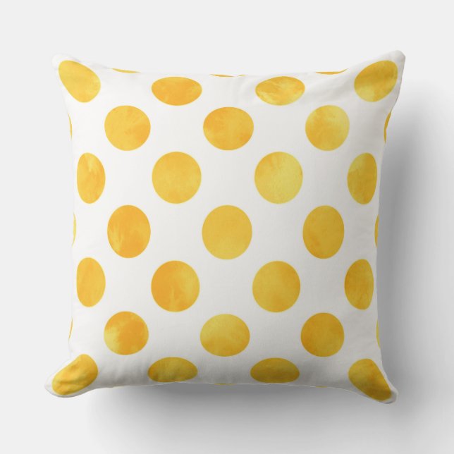 Golden Gult Watercolor Polka dots Kudde (Framsida)