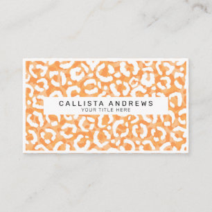 Golden Gult White Leopard Animal Print Monogram Visitkort