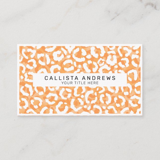 Golden Gult White Leopard Animal Print Monogram Visitkort (Framsida)