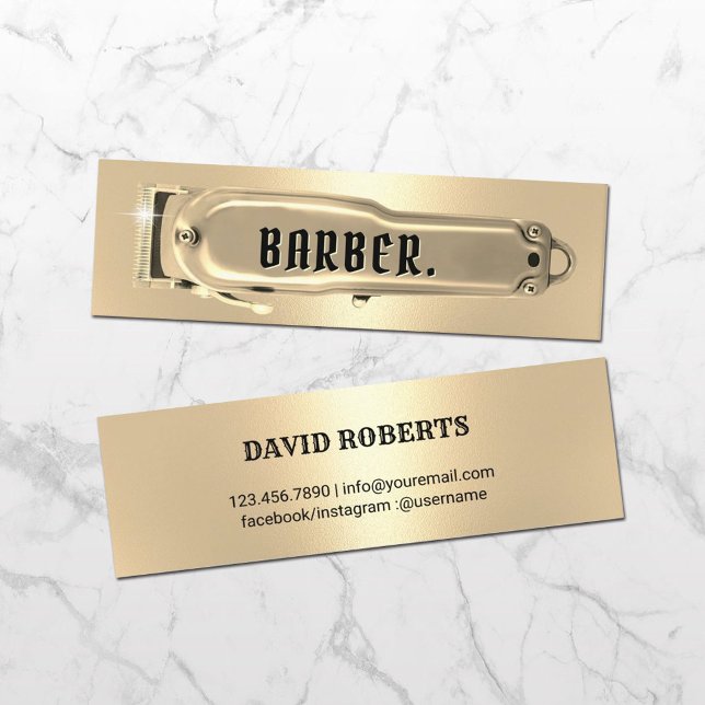 Golden Hair Clipper Barber Shop Hairdresser Mini Visitkort (Skapare uppladdad)