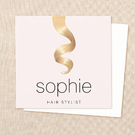 Golden Hair Extension Salon Hairdresser Fyrkantigt Visitkort