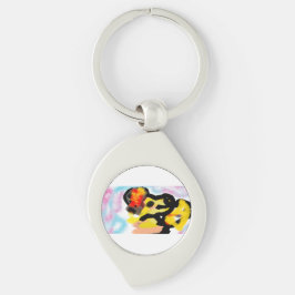 Golden hämmande färglös swirl silverfärgad nyckelring