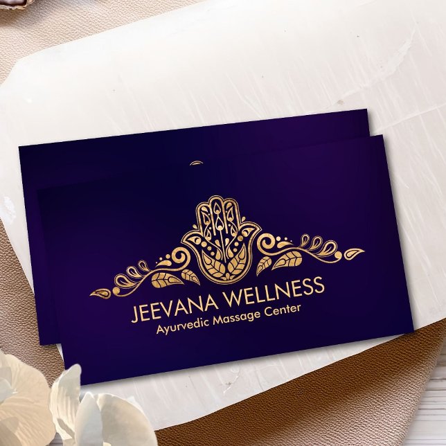 Golden Hamsa Hand Paisley Ornament Visitkort (Skapare uppladdad)