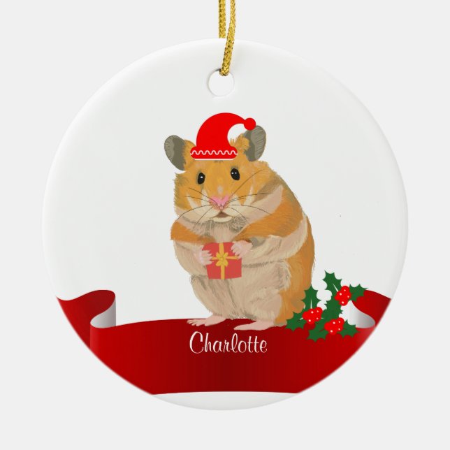 Golden Hamster jul Julgransprydnad Keramik (Framsidan)