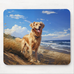 Golden-hämtaren på stranden musmatta
