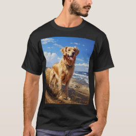 Golden-hämtaren på stranden t shirt