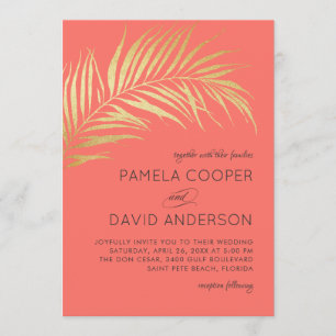 Golden Handflatan Frond Modern minimalistisk Bröll Inbjudningar
