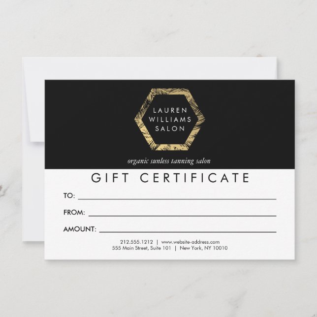 Golden Handflatan Logotyp på Black Gift Certificat (Framsida)