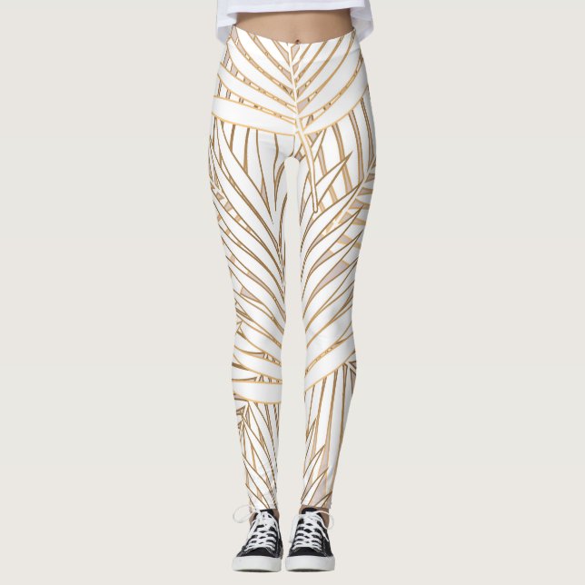 Golden handflatan löv: art deco. leggings (Framsida)