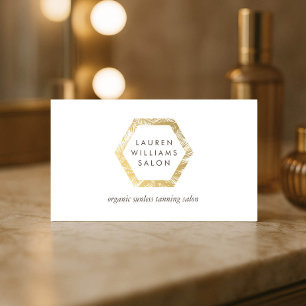 Golden Handflatan Spray Tanning Salon Logotyp on W Visitkort