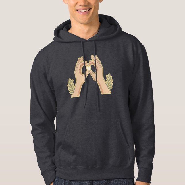 Golden Hands Heart – Cute Family-Friendly Cartoon  Hoodie (Framsida)
