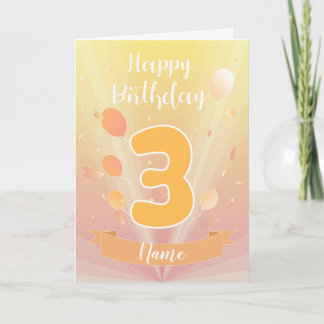 Golden Happy 3rd birthday Kort