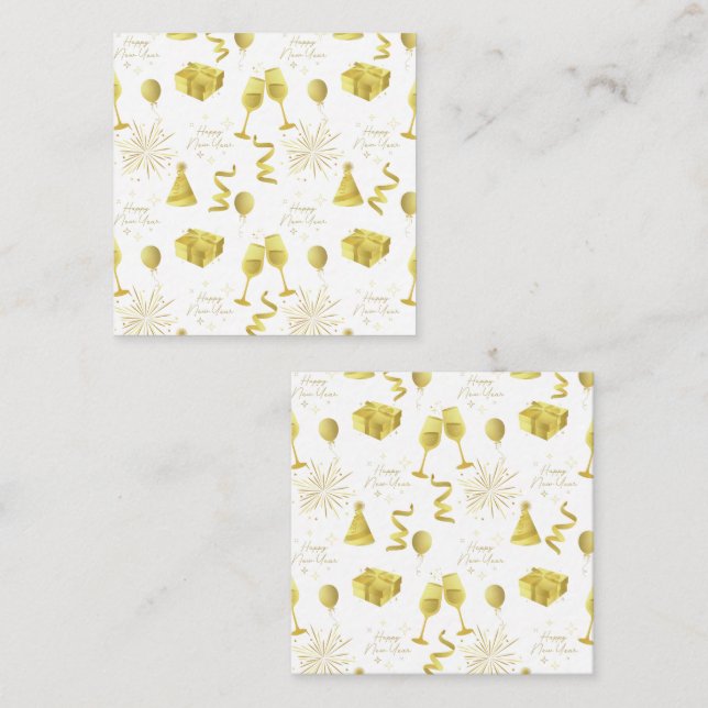 Golden Happy New Year Pattern Anteckningskort (Fram/baksida)