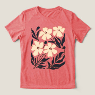 Golden Harmony Dam Abstrakta Blommotiv T‑Shirt T Shirt