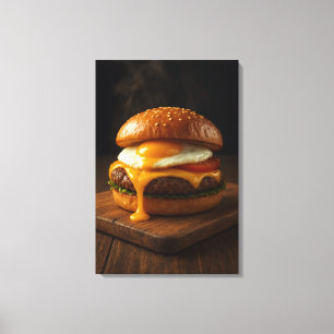 Golden Harmony – Den Perfekta Gourmet Cheeseburgar Canvastryck