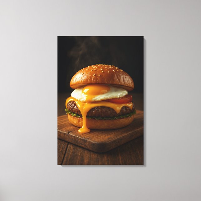 Golden Harmony – Den Perfekta Gourmet Cheeseburgar Canvastryck (Framsida)