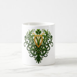 Golden Harp Grönt Shamrocks St. Patrick's Day Kaffemugg