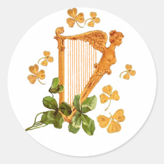 Golden Harp och Shamrocks på Irland Runt Klistermärke