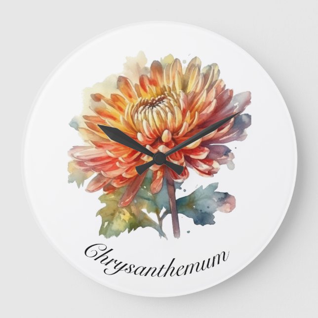 Golden Harvest Chrysanthemum, anpassningsbar Stor Klocka (Framsida)