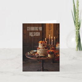 Golden Harvest Elegance Thanksgiving Birthday Kort